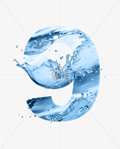 9 from Water font on Yellow Images Creative Fonts - S54663