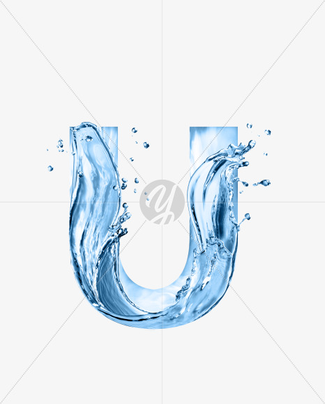 Letter U from Water font on Yellow Images Creative Fonts - S54684