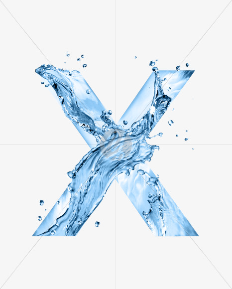 Letter X from Water font on Yellow Images Creative Fonts - S54687