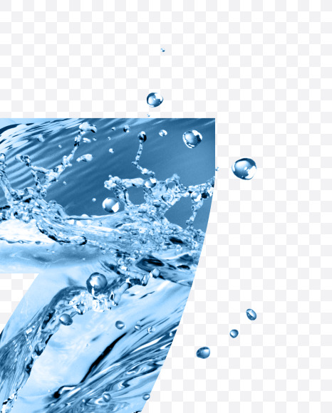 7 from Water font on Yellow Images Creative Fonts - S54661