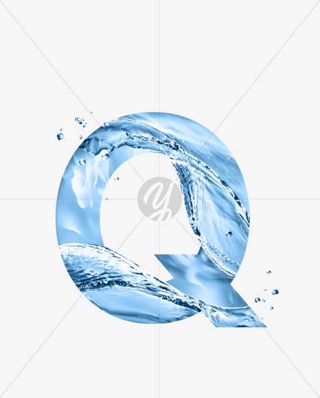 Letter Q from Water font on Yellow Images Creative Fonts - S54680