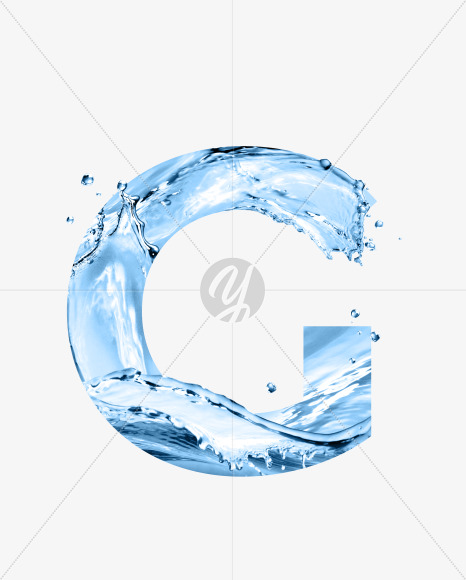 Letter G from Water font on Yellow Images Creative Fonts - S54670