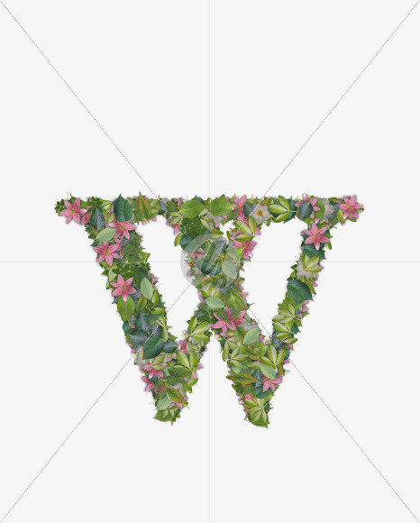 Letter W from FLORA on Yellow Images Creative Fonts - S54713