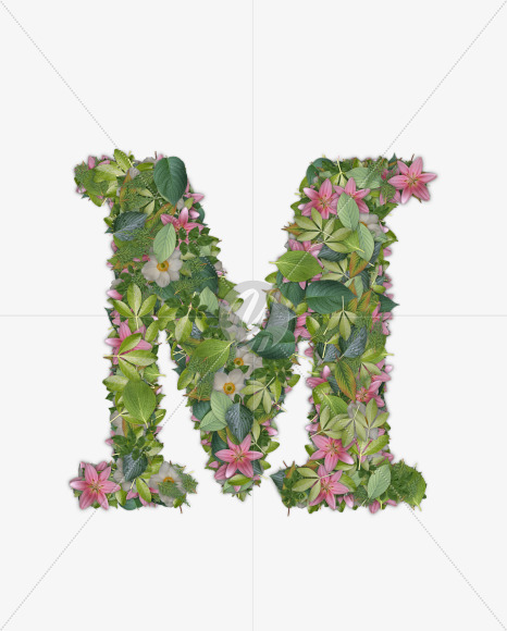 Letter M from FLORA on Yellow Images Creative Fonts - S54703