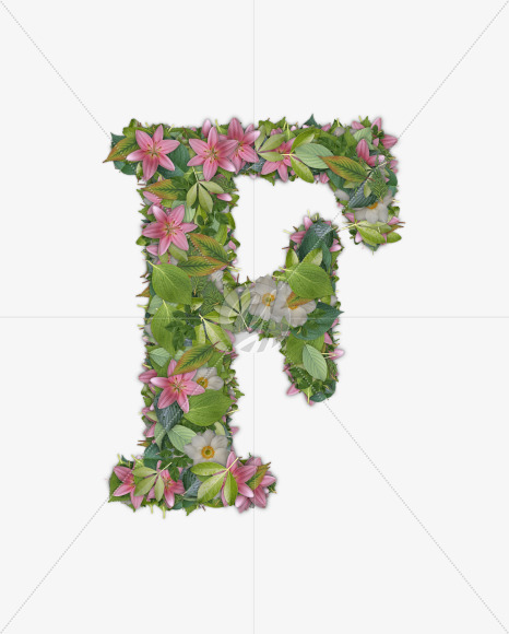 Letter F from FLORA on Yellow Images Creative Fonts - S54696