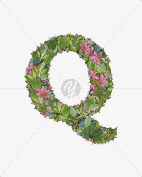 Letter Q from FLORA on Yellow Images Creative Fonts - S54707