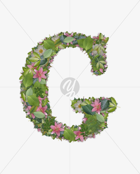 Letter G from FLORA on Yellow Images Creative Fonts - S54697