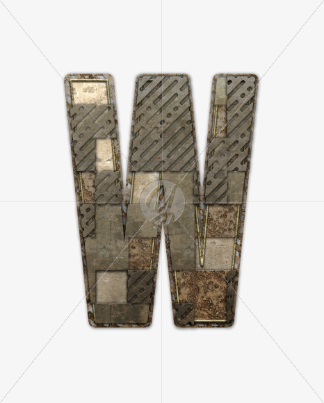 Letter W from Industrial Font on Yellow Images Creative Fonts - S54816