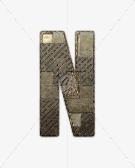 Letter N from Industrial Font on Yellow Images Creative Fonts - S54807