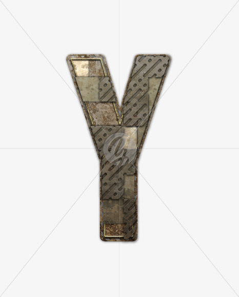 Letter Y from Industrial Font on Yellow Images Creative Fonts - S54818