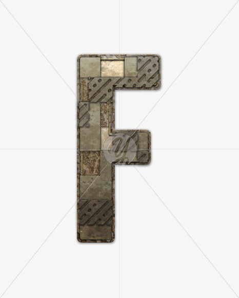 Letter F from Industrial Font on Yellow Images Creative Fonts - S54799