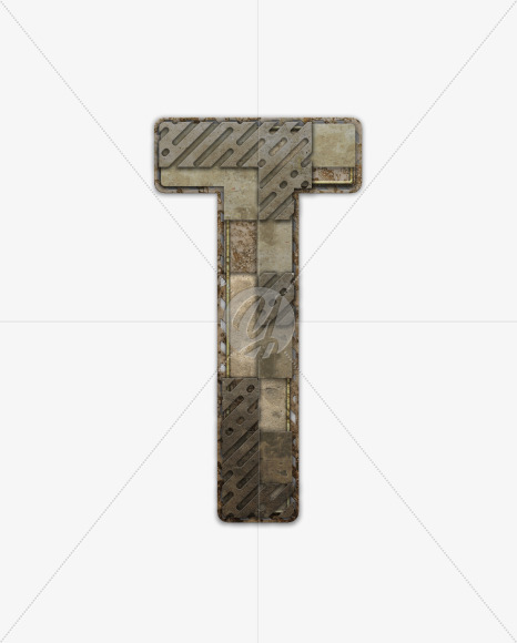 Letter T from Industrial Font on Yellow Images Creative Fonts - S54813