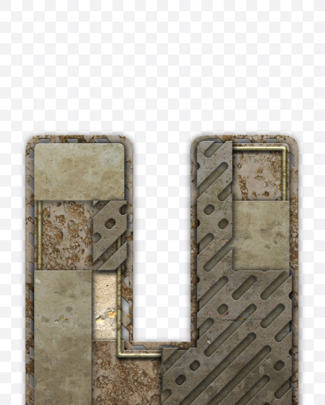 Letter H from Industrial Font on Yellow Images Creative Fonts - S54801