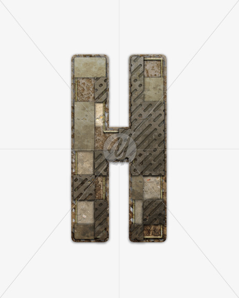 Letter H from Industrial Font on Yellow Images Creative Fonts - S54801