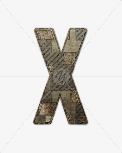 Letter X from Industrial Font on Yellow Images Creative Fonts - S54817