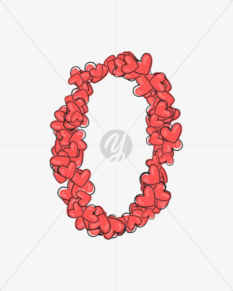 0 from Illustrative Hearts on Yellow Images Creative Fonts - S54956