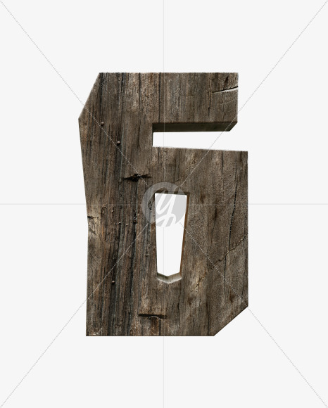 6 from Rustic wooden alphabet on Yellow Images Creative Fonts - S55005