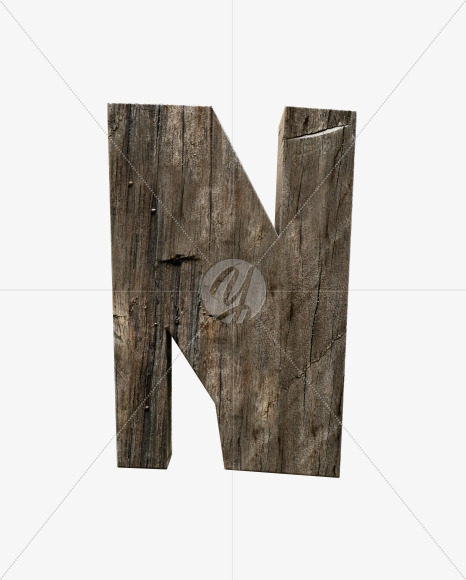 Letter N from Rustic wooden alphabet on Yellow Images Creative Fonts - S54986