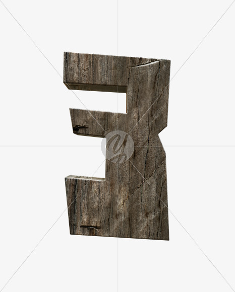 3 from Rustic wooden alphabet on Yellow Images Creative Fonts - S55002