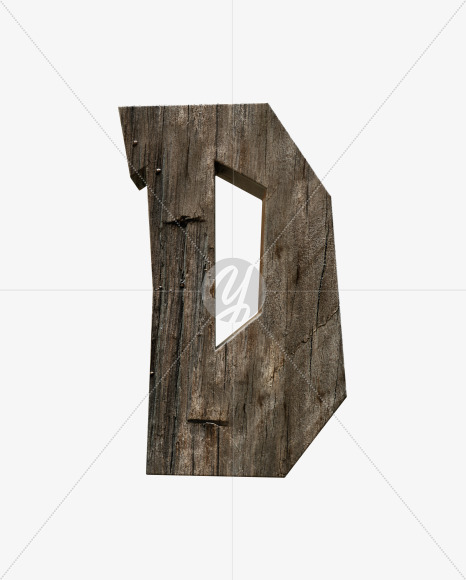 Letter D from Rustic wooden alphabet on Yellow Images Creative Fonts - S54976