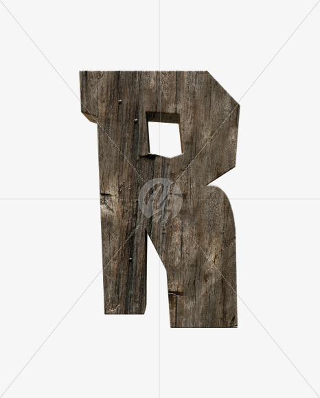 Letter R from Rustic wooden alphabet on Yellow Images Creative Fonts - S54990