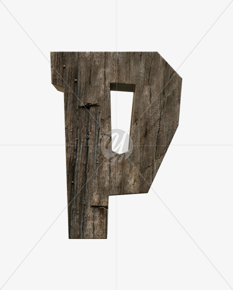 Letter P from Rustic wooden alphabet on Yellow Images Creative Fonts - S54988