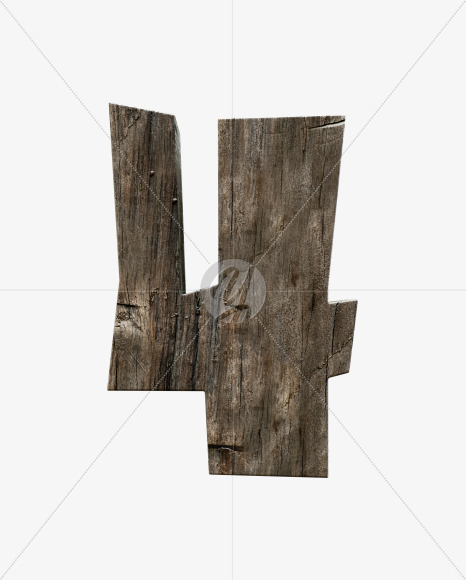 4 from Rustic wooden alphabet on Yellow Images Creative Fonts - S55003