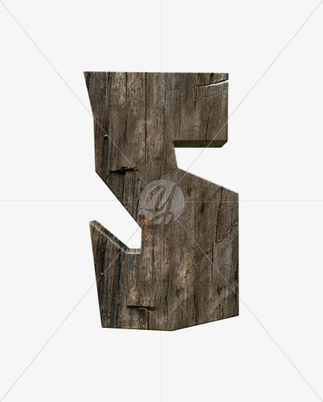 5 from Rustic wooden alphabet on Yellow Images Creative Fonts - S55004