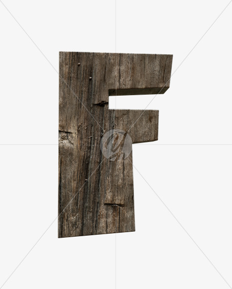 Letter F from Rustic wooden alphabet on Yellow Images Creative Fonts - S54978