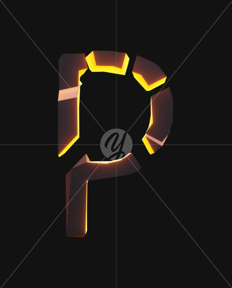 Letter P from Broken orange stones on Yellow Images Creative Fonts - S55107