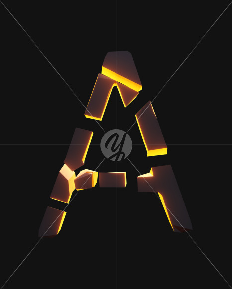 Letter A from Broken orange stones on Yellow Images Creative Fonts - S55092