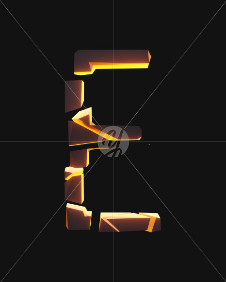 Letter E from Broken orange stones on Yellow Images Creative Fonts - S55096