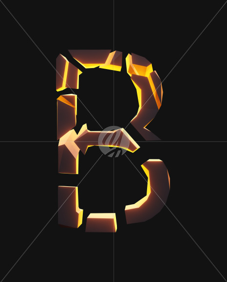 Letter B from Broken orange stones on Yellow Images Creative Fonts - S55093