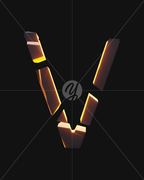 Letter V from Broken orange stones on Yellow Images Creative Fonts - S55113