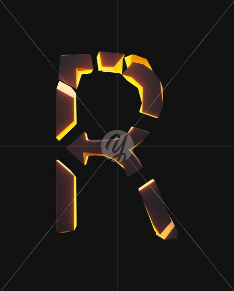 Letter R from Broken orange stones on Yellow Images Creative Fonts - S55109