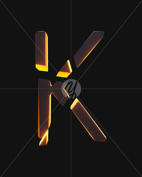 Letter K from Broken orange stones on Yellow Images Creative Fonts - S55102