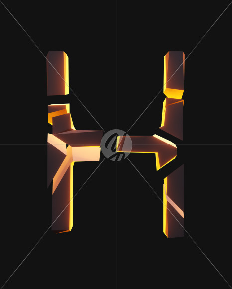 Letter H from Broken orange stones on Yellow Images Creative Fonts - S55099