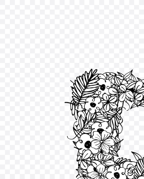 R 2 from Natural Doodles on Yellow Images Creative Fonts - S55307