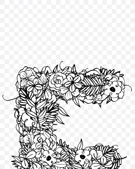 E 2 from Natural Doodles on Yellow Images Creative Fonts - S55268