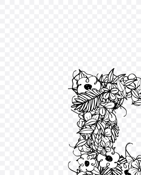 B 1 from Natural Doodles on Yellow Images Creative Fonts - S55258