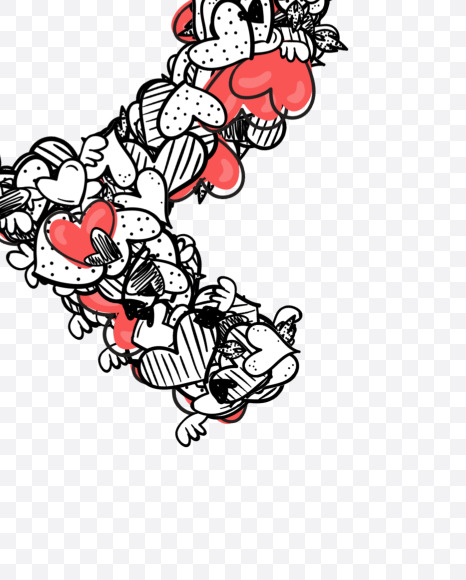 Q-2 from Heart Doodles on Yellow Images Creative Fonts - S55495