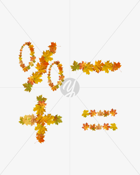 + - = % from Maple autumn leaves on Yellow Images Creative Fonts - S55698