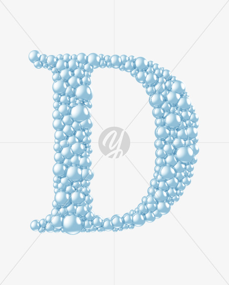 Letter D from Blue Bubbles on Yellow Images Creative Fonts - S55748