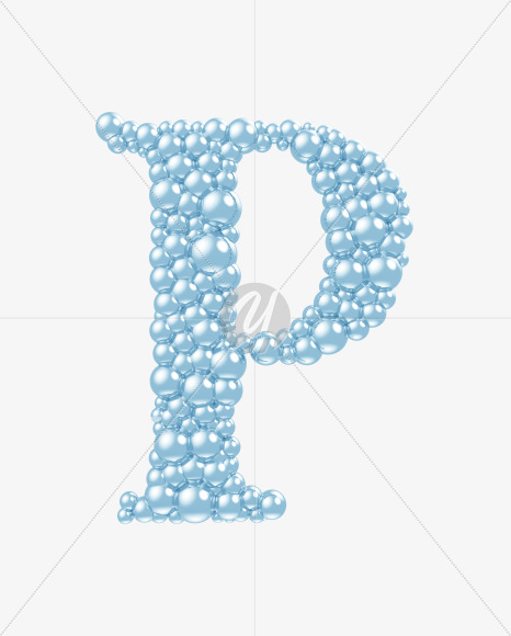 Letter P from Blue Bubbles on Yellow Images Creative Fonts - S55760