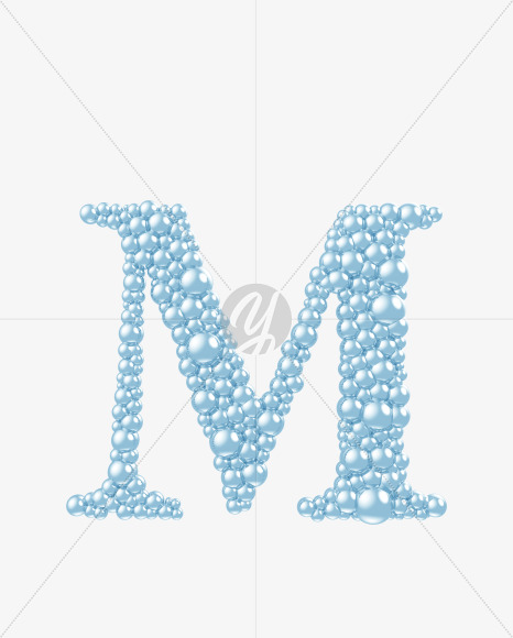 Letter M from Blue Bubbles on Yellow Images Creative Fonts - S55757