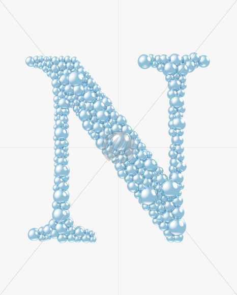 Letter N from Blue Bubbles on Yellow Images Creative Fonts - S55758