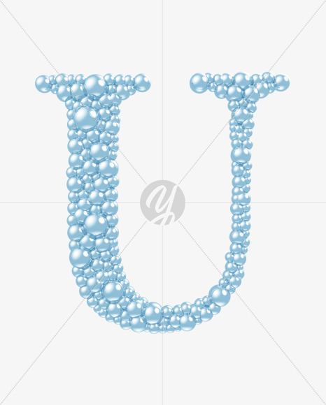 Letter U from Blue Bubbles on Yellow Images Creative Fonts - S55765