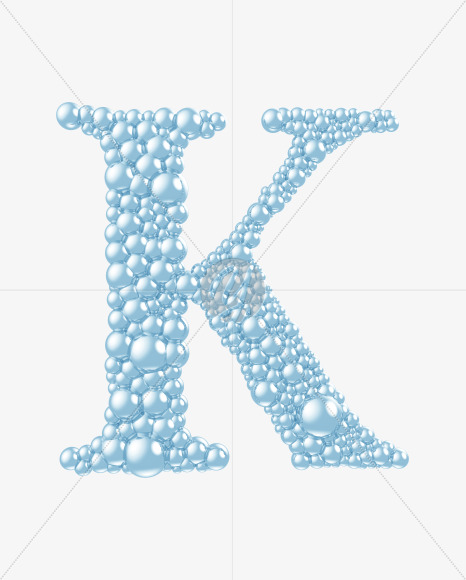 Letter K from Blue Bubbles on Yellow Images Creative Fonts - S55755