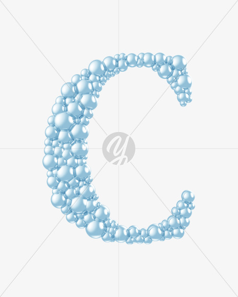 Letter C from Blue Bubbles on Yellow Images Creative Fonts - S55747