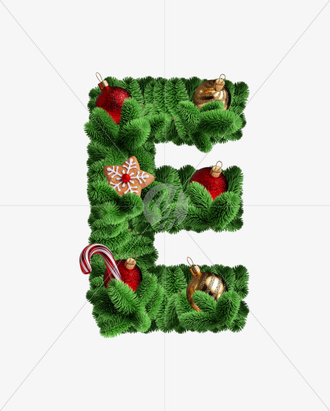 Letter E from Merry Christmas Font on Yellow Images Creative Fonts - S56149